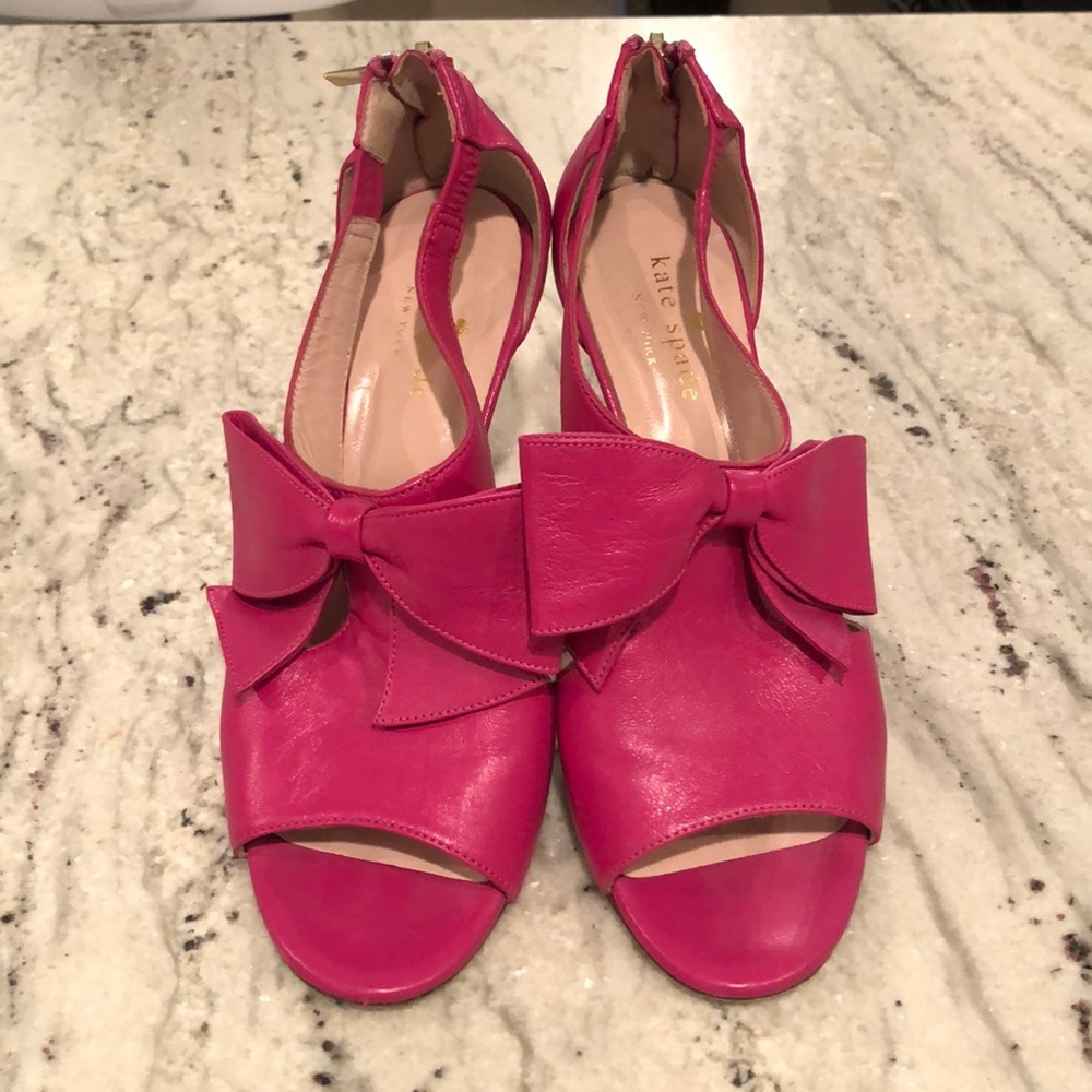 Kate Spade Pink Heels with Bow & Zipper